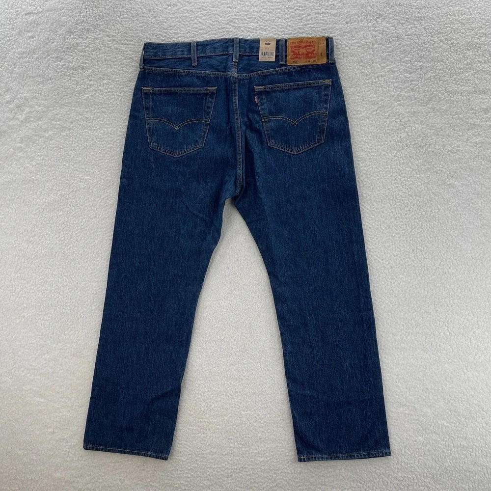 Levis 501 Jeans Mens 38x30 Blue Original Straight Button Fly Dark Wash Denim NEW